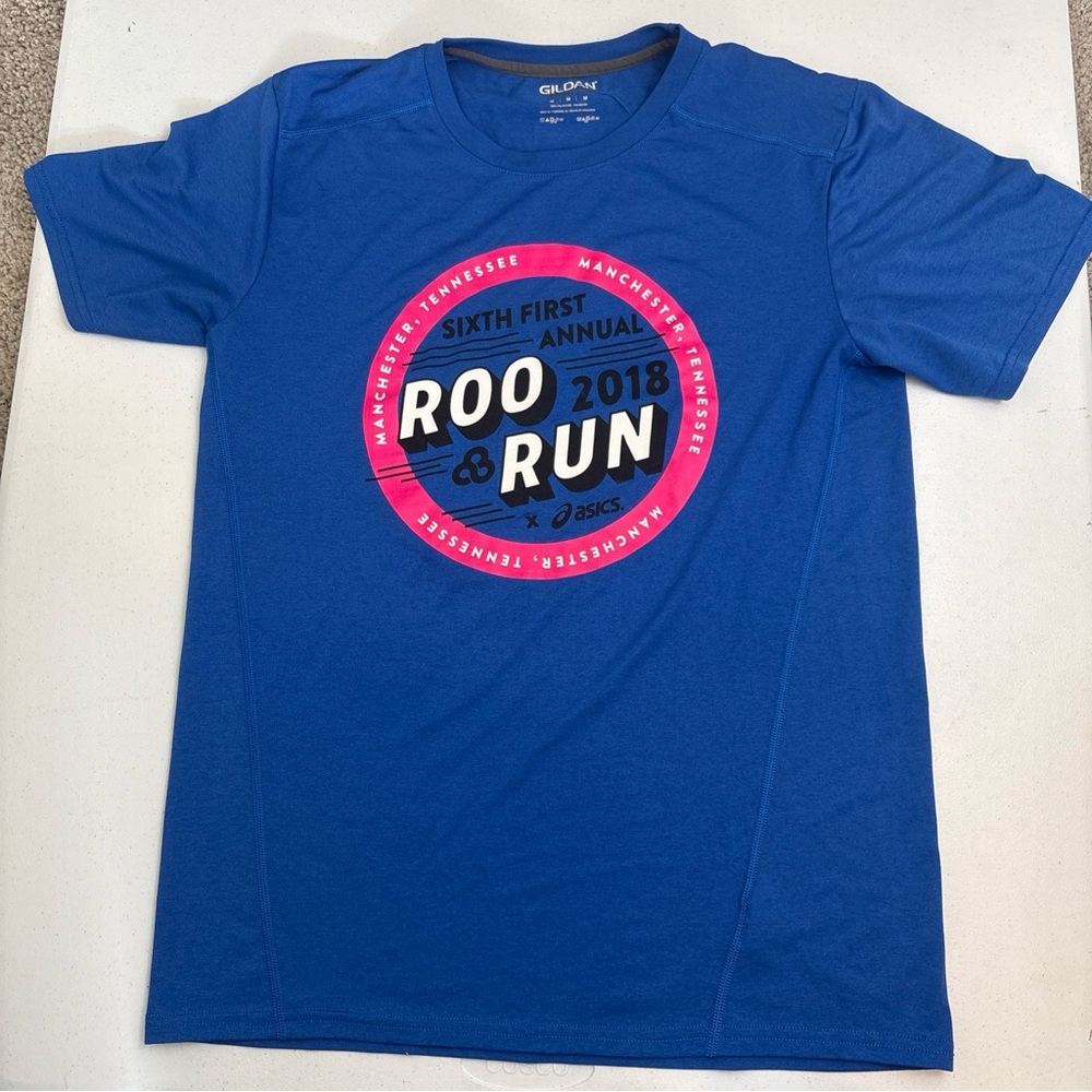 Bonnaroo Gildan Blue and Pink Roo Run Performance Athletic T-Shirt